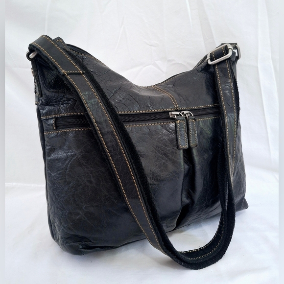 Jack Georges Uptown Hobo Black Leather Crossbody Shoulder Bag #7814 - Picture 13 of 13